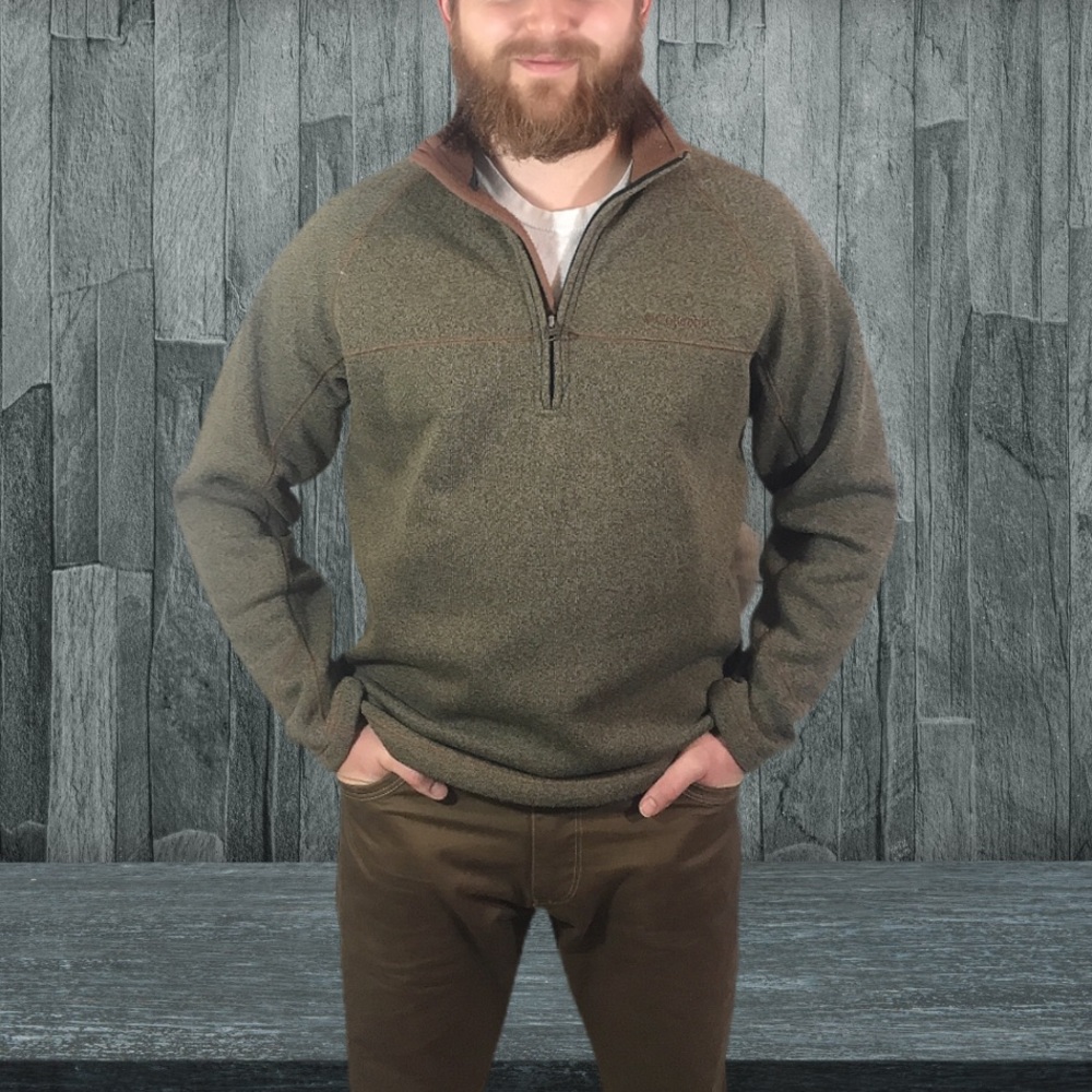 SOLD**Columbia green 1/4 zip pullover sweater size